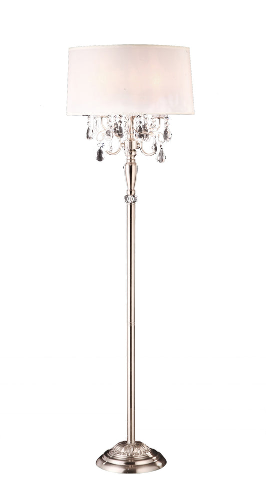 White 3-Light Candelabra Floor Lamp w/ Shade