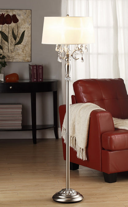 White 3-Light Candelabra Floor Lamp w/ Shade