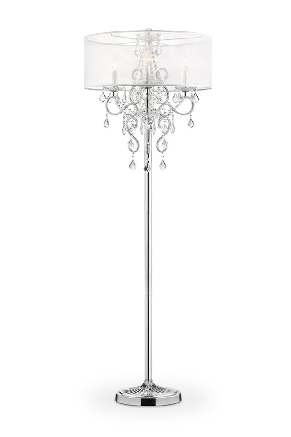 Steel 3-Light Candelabra Floor Lamp w/ Shade