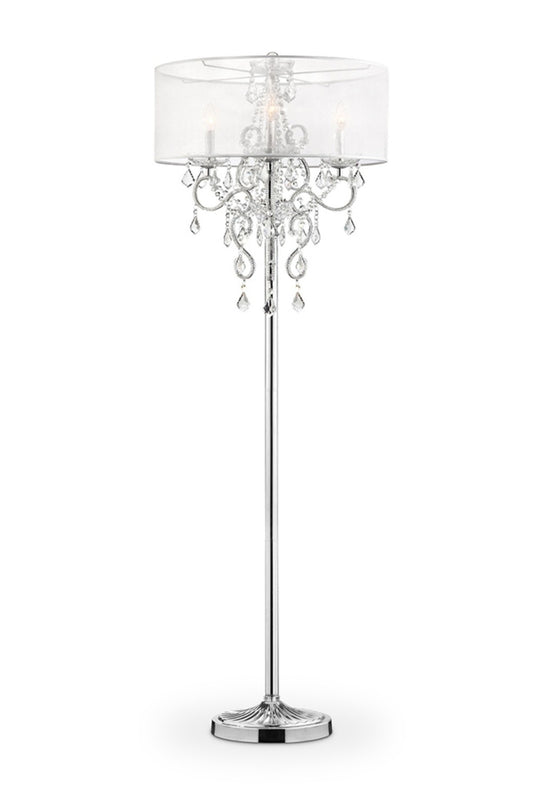 Steel 3-Light Candelabra Floor Lamp w/ Shade