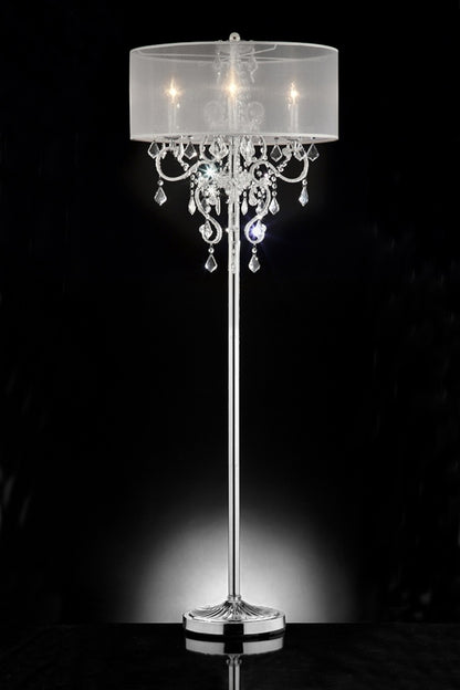 Steel 3-Light Candelabra Floor Lamp w/ Shade