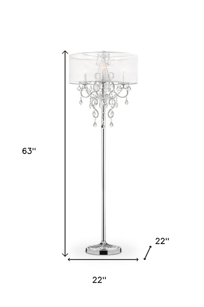 Steel 3-Light Candelabra Floor Lamp w/ Shade