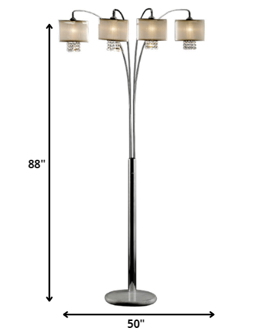 Steel 4-Light Floor Lamp w/ Silver Shade