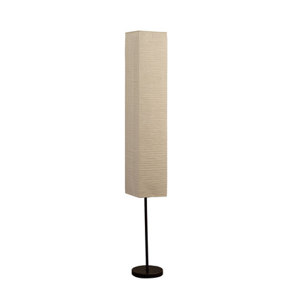 Black Column Floor Lamp w/ Off White Rectangular Paper Shade