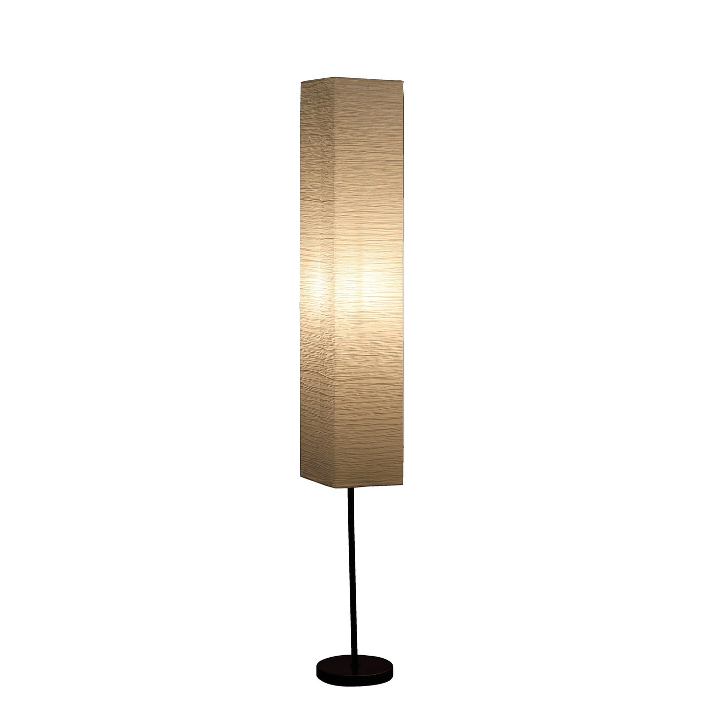 Black Column Floor Lamp w/ Off White Rectangular Paper Shade