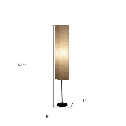Black Column Floor Lamp w/ Off White Rectangular Paper Shade