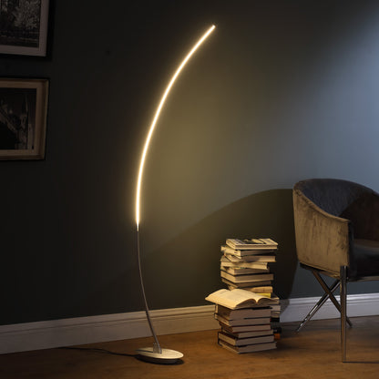 Silver & Soft White Arc Floor Lamp