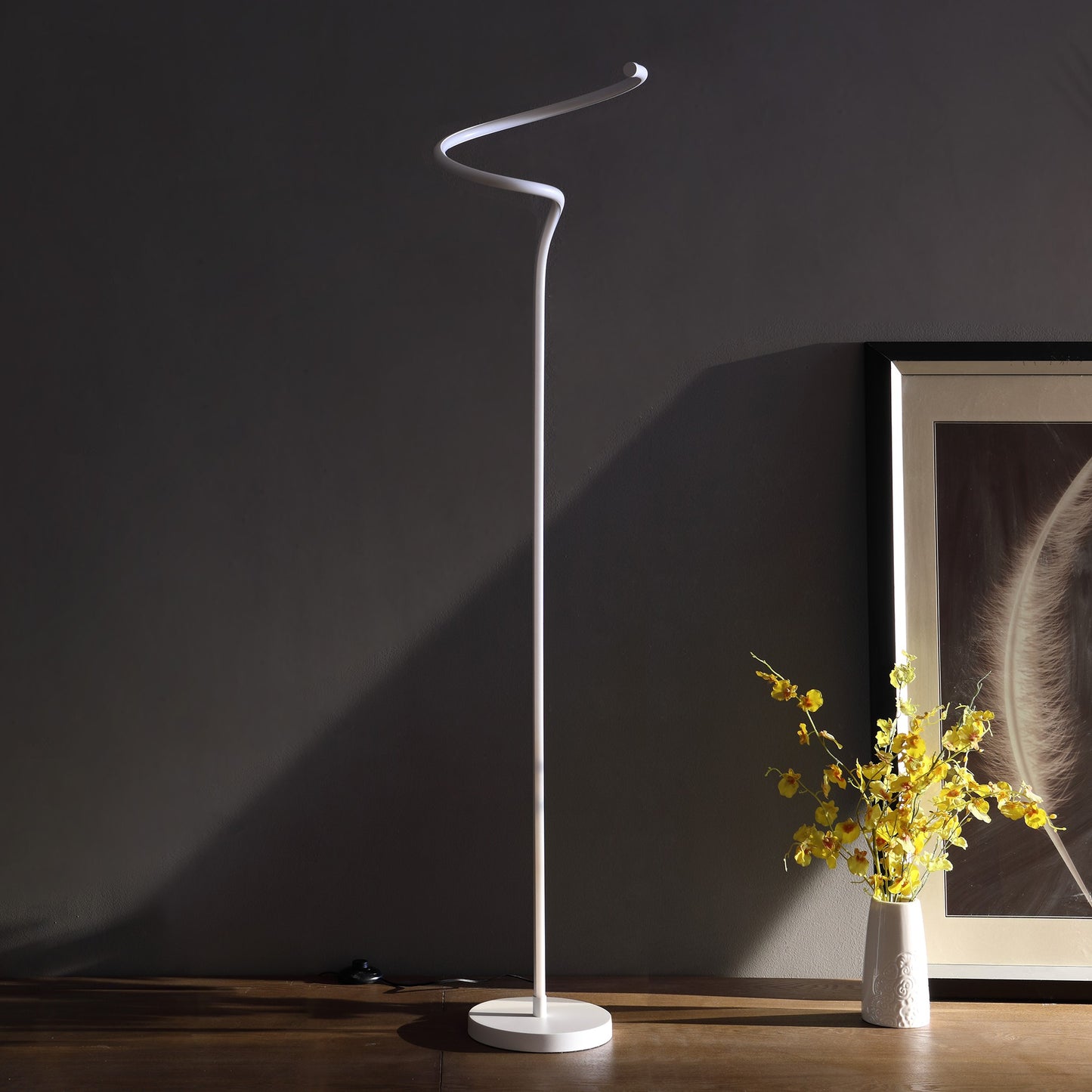 White Curvy Spiral Floor Lamp