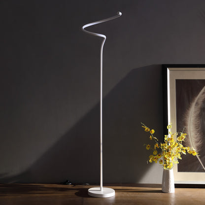 White Curvy Spiral Floor Lamp