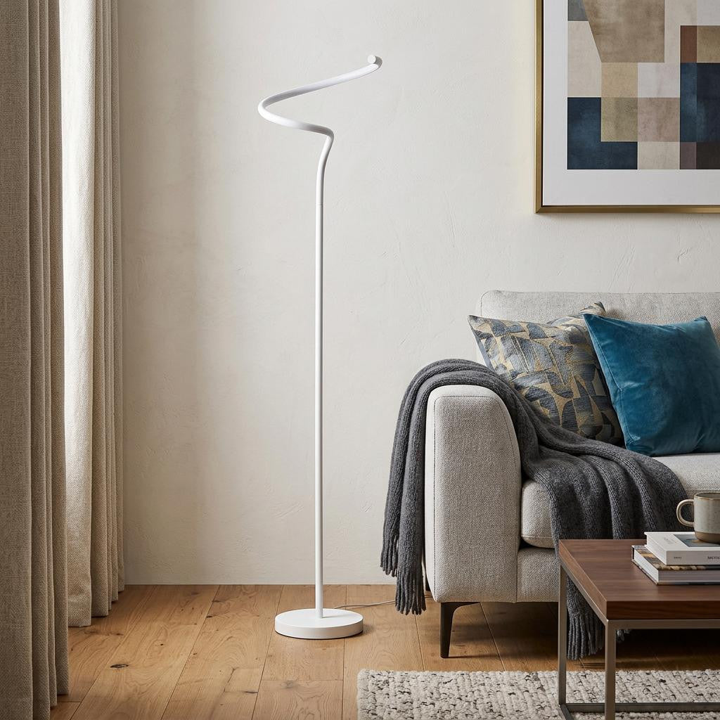 White Curvy Spiral Floor Lamp
