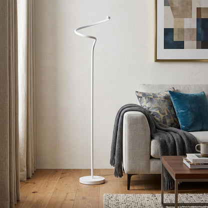 White Curvy Spiral Floor Lamp