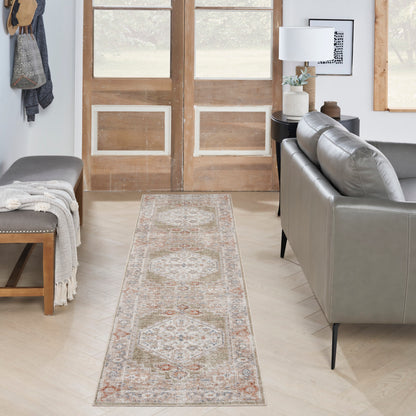 Nourison Astra Sage & Multicolor Pet Friendly Machine Washable Rug - Room Scene