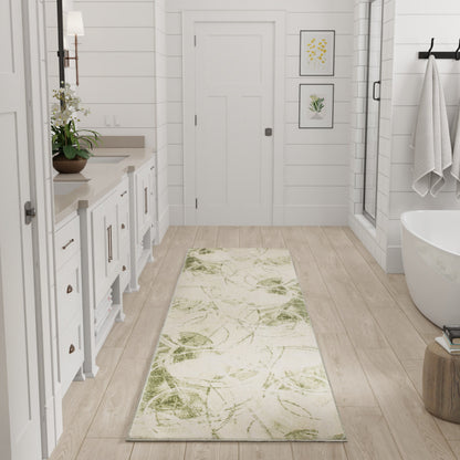 Nourison Astra Beige & Green Pet Friendly Machine Washable Rug - Room Scene