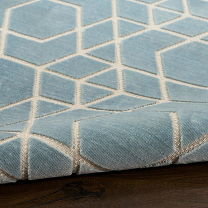 Nourison Charm Blue & Ivory Pet Friendly Machine Washable Rug - Texture