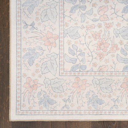 Nourison Botanical Ivory & Multicolor Machine Washable Rug - Corner