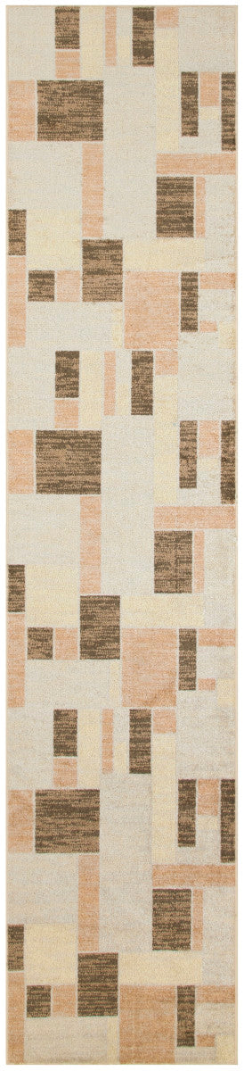 Nourison Astra Beige & Multicolor Pet Friendly Machine Washable Rug - 2'2" x 8'