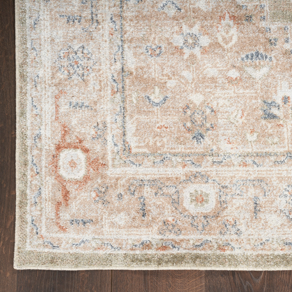 Nourison Astra Sage & Multicolor Pet Friendly Machine Washable Rug - Corner