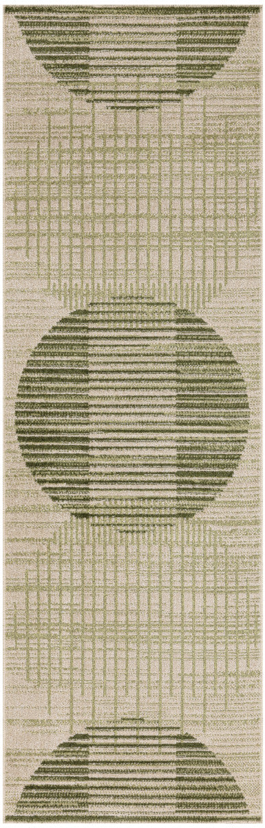 Nourison Astra Ivory & Olive Pet Friendly Machine Washable Rug - 2' x 6'