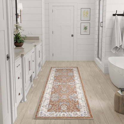 Nourison Astra Rust & Ivory Pet Friendly Machine Washable Rug - Room Scene
