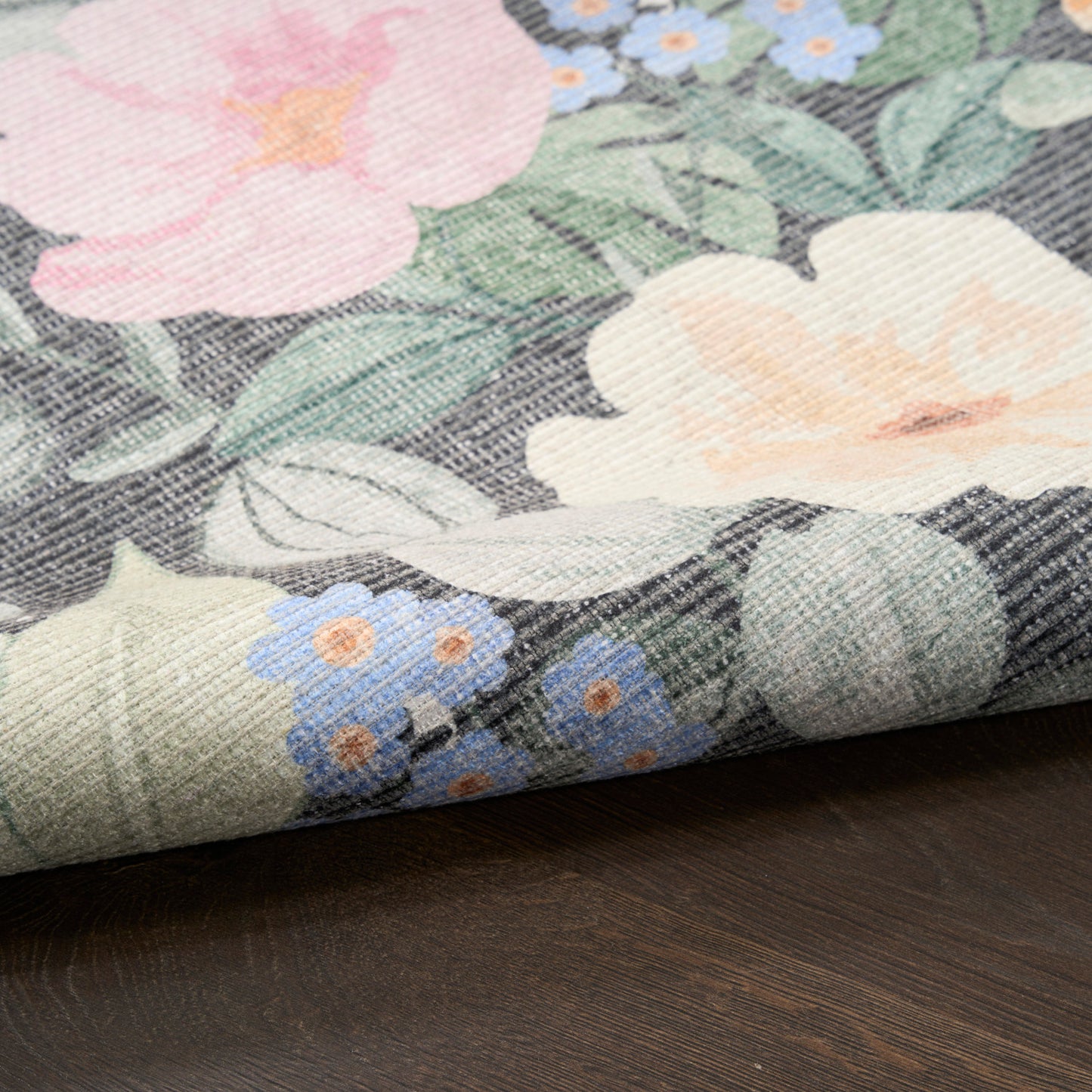 Nourison Botanical Charcoal & Multicolor Machine Washable Rug - Texture