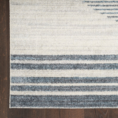 Nourison Astra Ivory & Blue Pet Friendly Machine Washable Rug - Corner