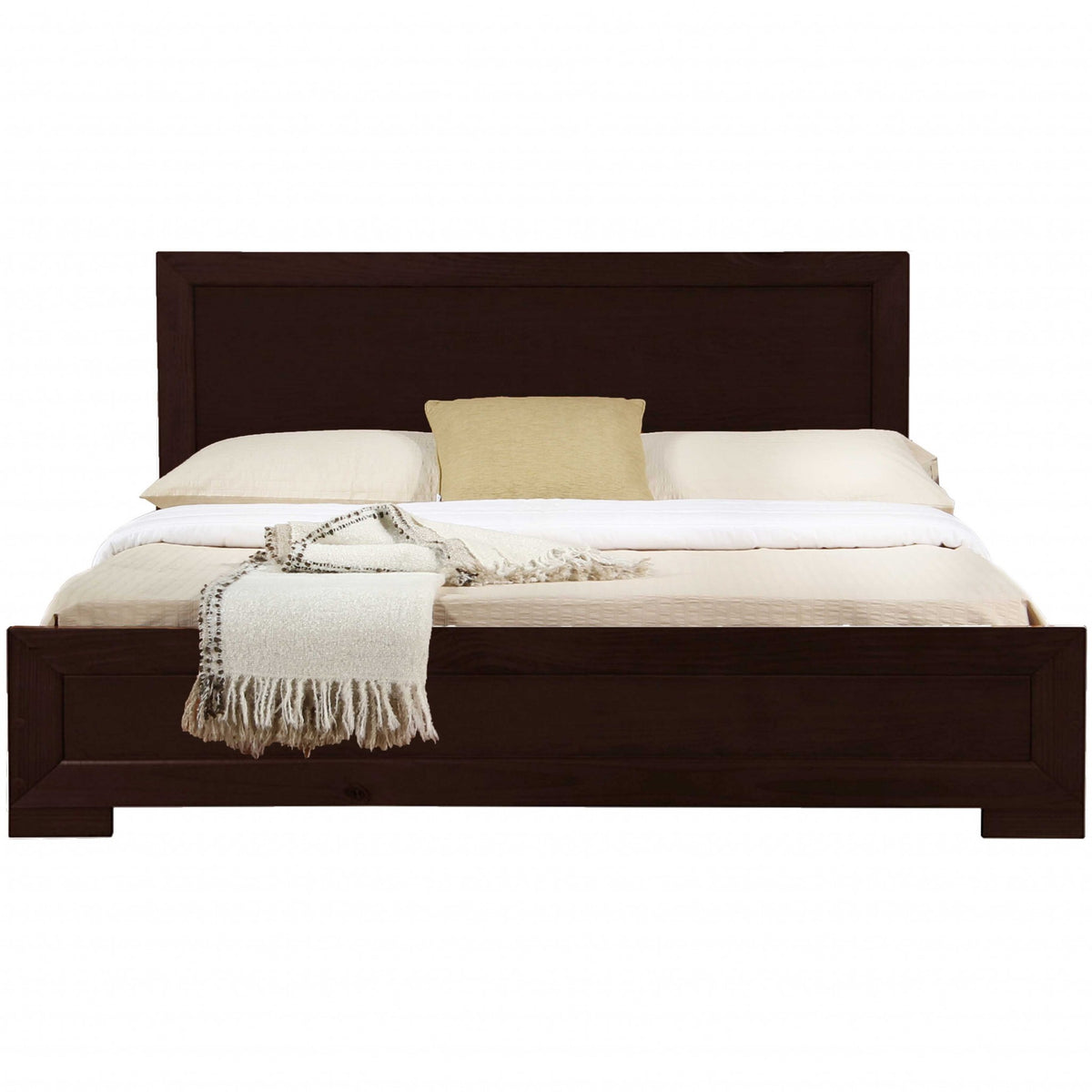 Moma Espresso Wood Platform King Bed w/ 2 Nightstands