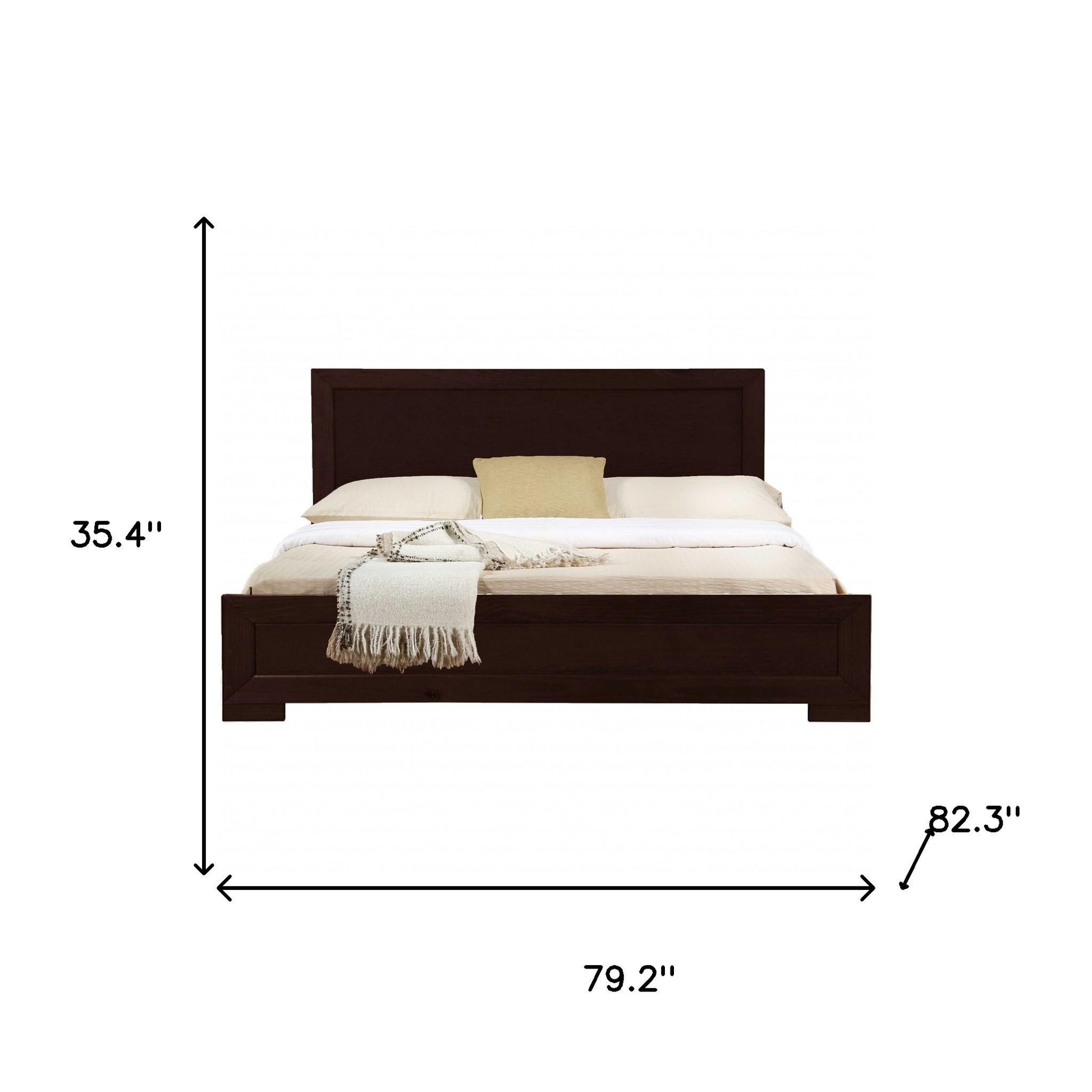 Moma Espresso Wood Platform King Bed w/ 2 Nightstands
