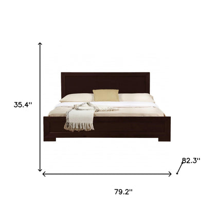 Moma Espresso Wood Platform King Bed w/ 2 Nightstands