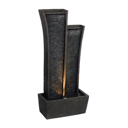 Grey Polyresin Tower Indoor Outdoor Tabletop Fountain