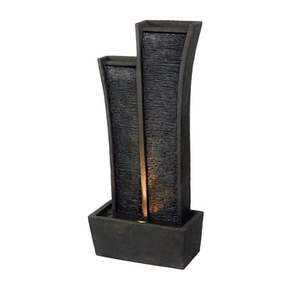 Grey Polyresin Tower Indoor Outdoor Tabletop Fountain