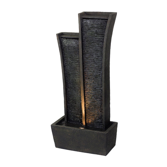 Grey Polyresin Tower Indoor Outdoor Tabletop Fountain