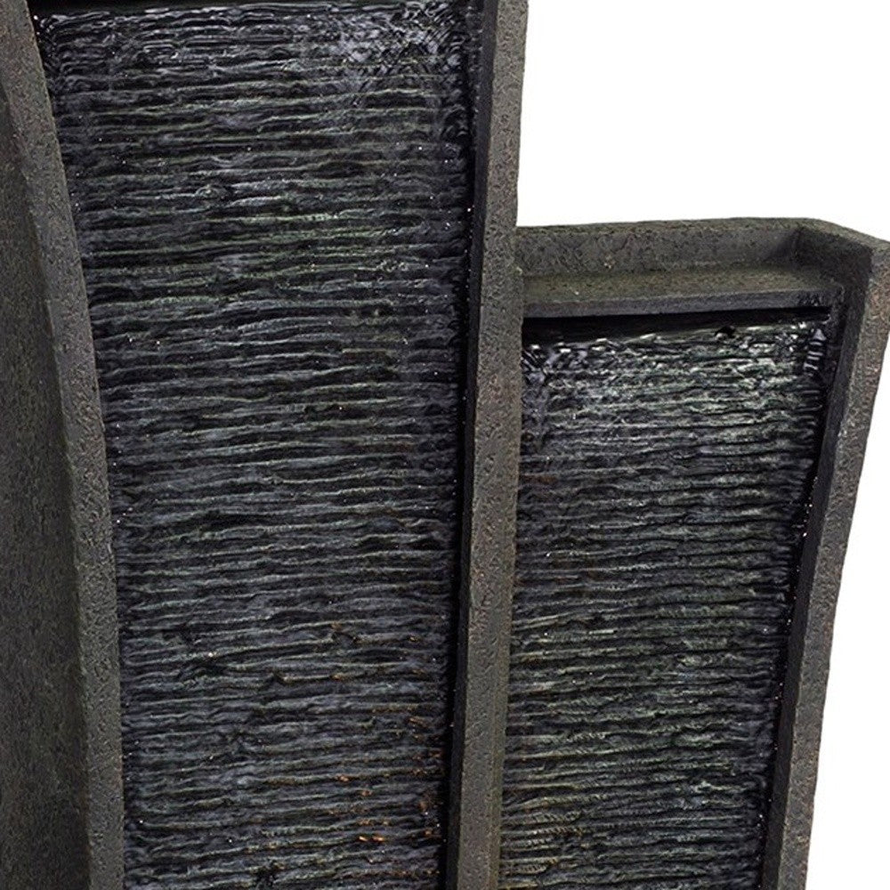 Grey Polyresin Tower Indoor Outdoor Tabletop Fountain