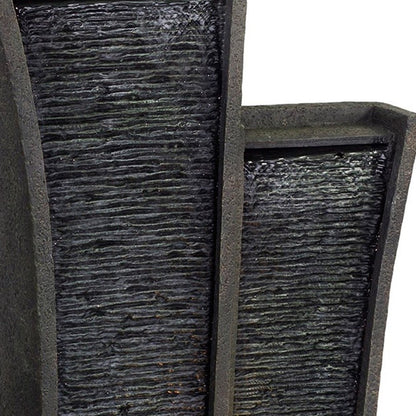 Grey Polyresin Tower Indoor Outdoor Tabletop Fountain