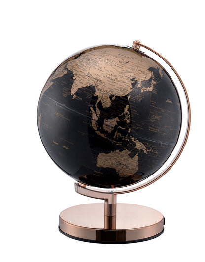 Black & Rose Gold Polyresin Globe With LED