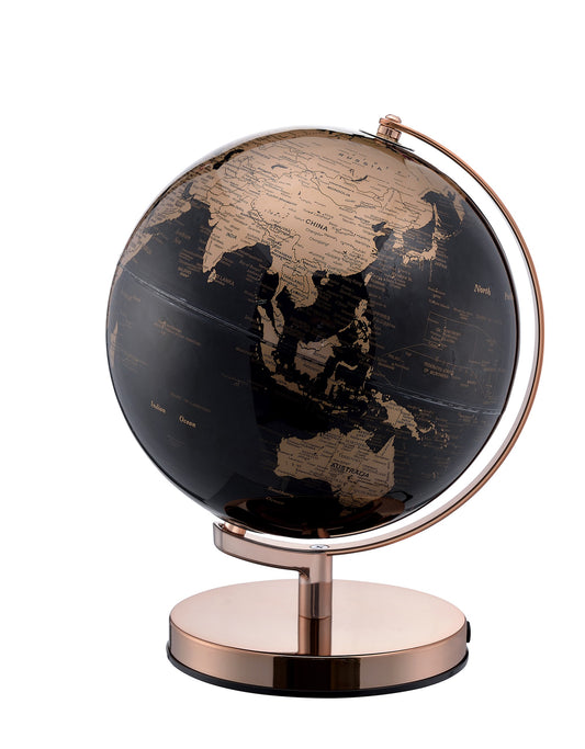 Black & Rose Gold Polyresin Globe With LED