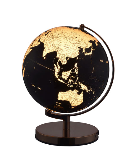 Black & Rose Gold Polyresin Globe With LED
