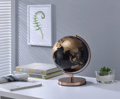 Black & Rose Gold Polyresin Globe With LED
