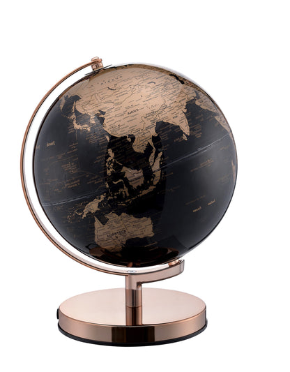 Black & Rose Gold Polyresin Globe With LED