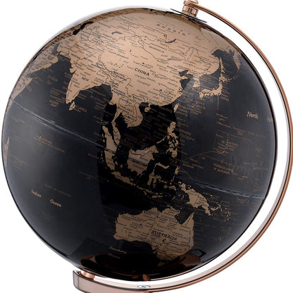 Black & Rose Gold Polyresin Globe With LED