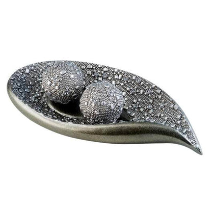 Silver Long Polyresin Decorative Bowl With Orbs