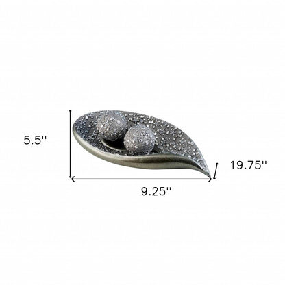 Silver Long Polyresin Decorative Bowl With Orbs