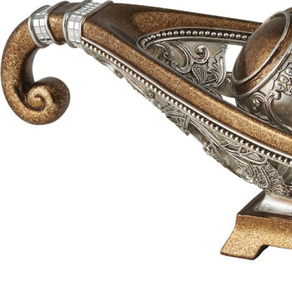 Gold & Silver Polyresin Decorative Bowl With Orbs