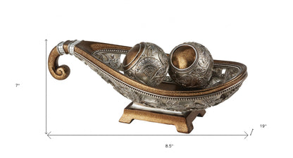 Gold & Silver Polyresin Decorative Bowl With Orbs