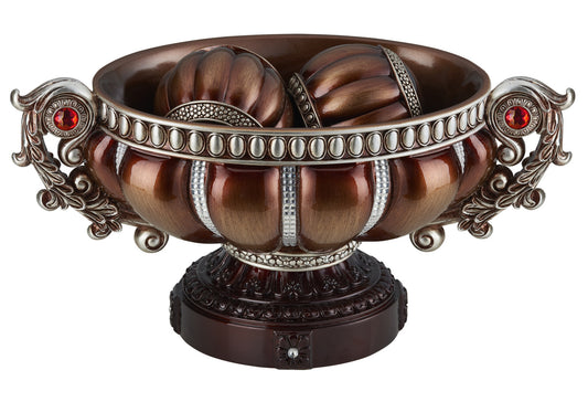 Reddish Bronze & Silver Polyresin Decorative Bowl With Orbs