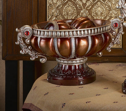 Reddish Bronze & Silver Polyresin Decorative Bowl With Orbs