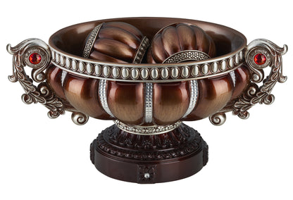Reddish Bronze & Silver Polyresin Decorative Bowl With Orbs