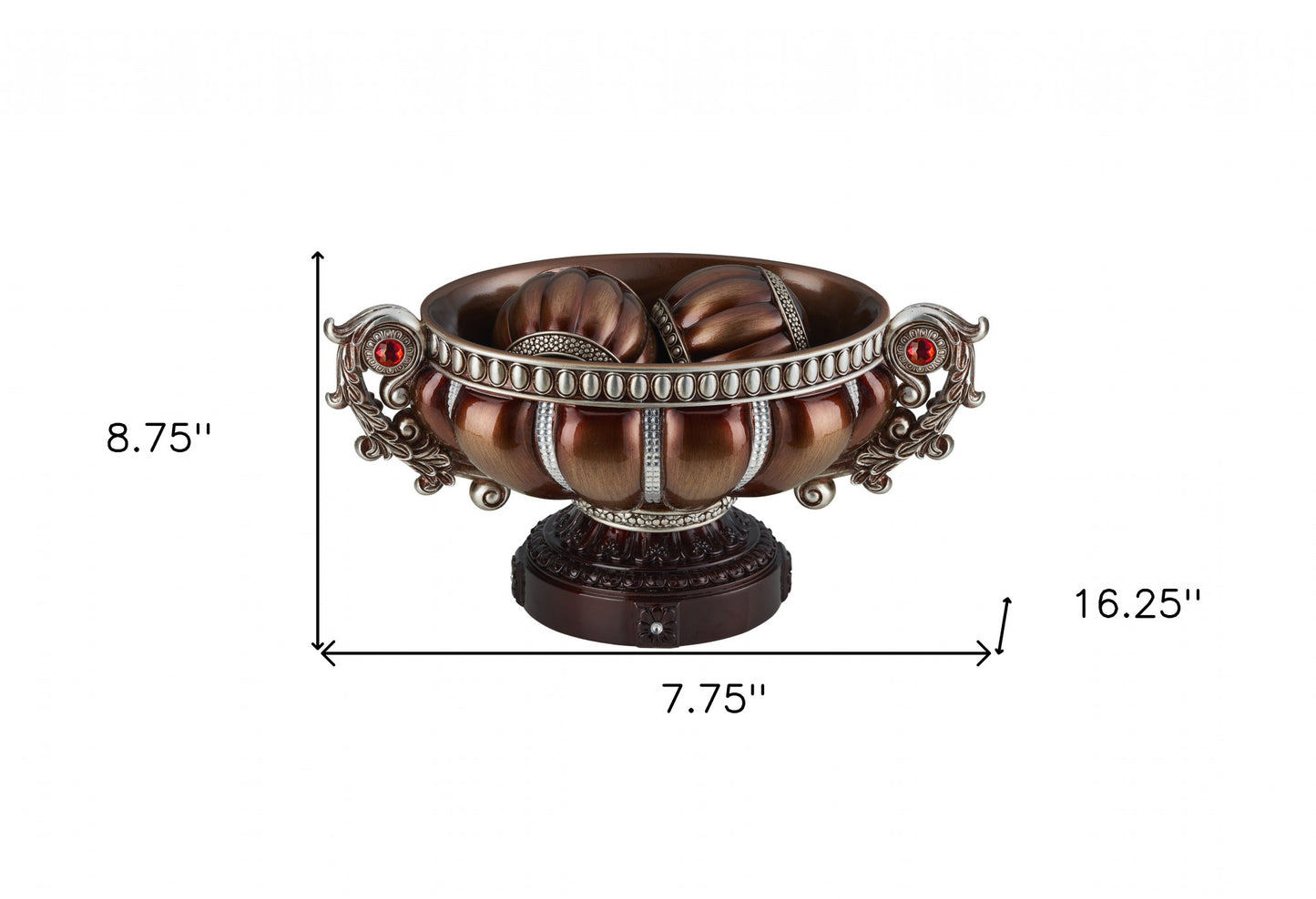 Reddish Bronze & Silver Polyresin Decorative Bowl With Orbs
