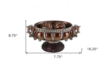 Reddish Bronze & Silver Polyresin Decorative Bowl With Orbs