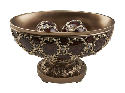 Matte Gold & Bling Polyresin Decorative Bowl With Orbs