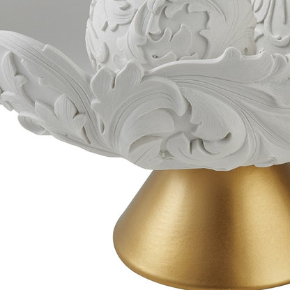 Matte Gold & White Polyresin Decorative Bowl With Orbs